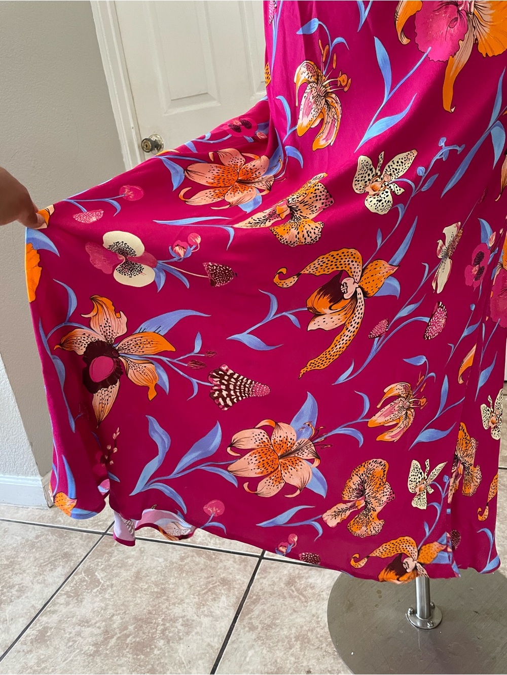 FARM Rio Fuchsia Floral Maxi Dress with Yellow & Blue Accents - Picture 3 of 11